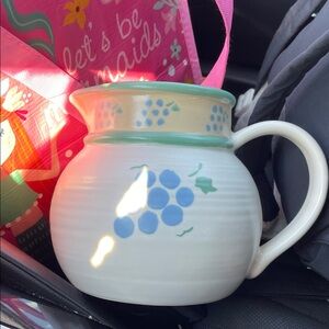 Ambrosia Treasures Ceramic Pitcher with Blue Grapes Design